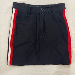 SHEIN Black Mini Skirt with Red and White Stripes